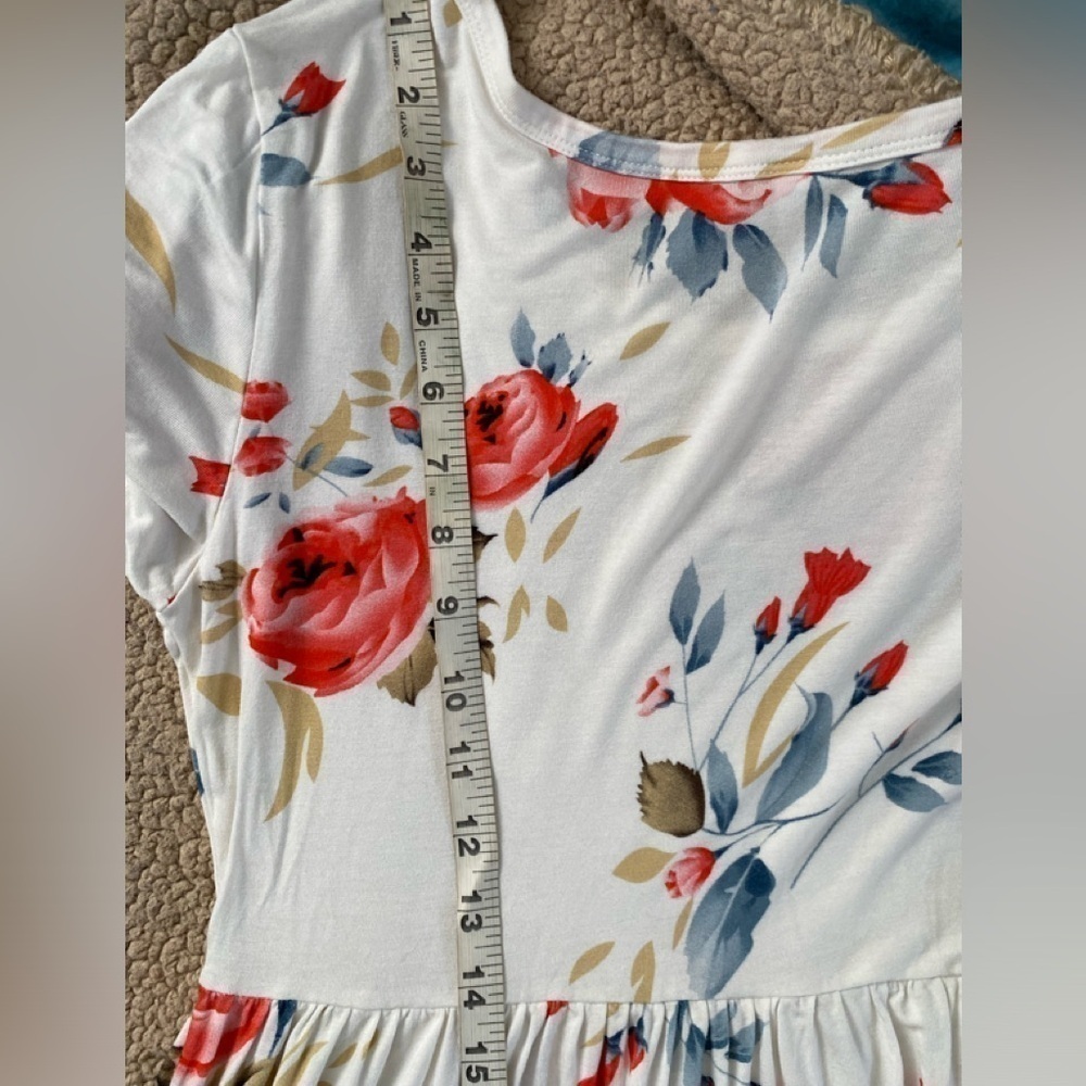 VIISHOW White Floral Short Sleeves Casual Max Dress with Pockets, Sz: Large - Picture 6 of 10
